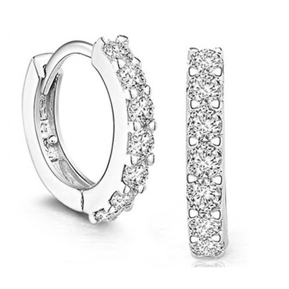 Jewelry - s925 Sterling Silver Crystal Hoop Earring For Women